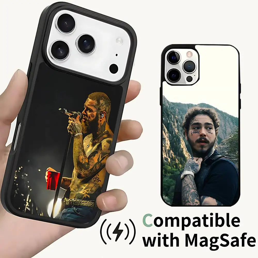 

Singer P-Post M-Malones Phone Case For iPhone 17,16,15,14,13,12,11,Pro,Max,Plus,Mini,SE4,E Magnetic Magsafe Wireless Charging