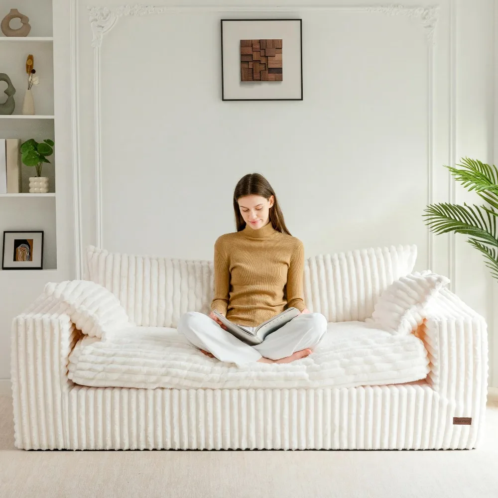 Boneless Couch, 76-Inch Couch in a Box, Oversized 3-Seater Sofa