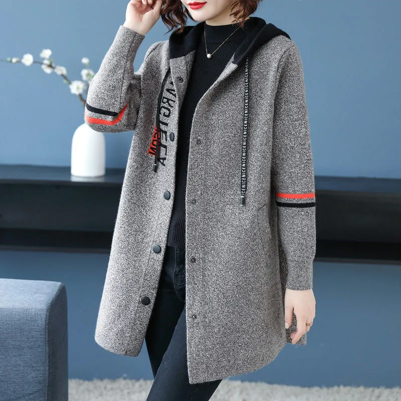 Jackets Ladies Mid-Length Hooded Coat 2023Spring Autumn New Windbreaker Jacket Loose Women\'s Outwear Fashion Overcoat Female Top