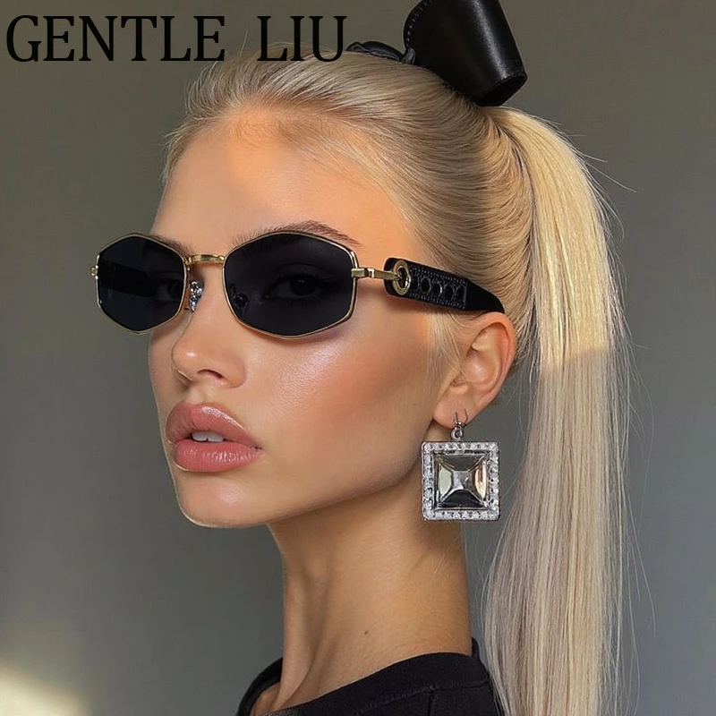 

Steampunk Hexagon Small Frame Sunglasses Women 2025 Luxury Brand Trendy Vintage Polygon Punk Sun Glasses Outdoor Driving Eyewear