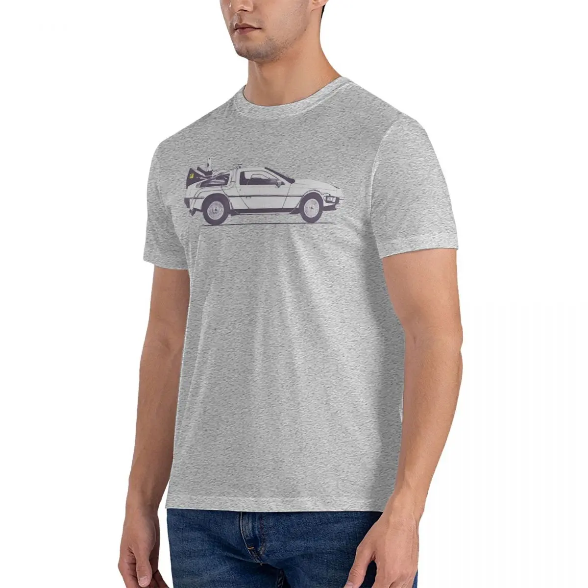 Delorean Men's T Shirts Back To The Future Vintage Tees Short Sleeve Crewneck T-Shirt 100% Cotton Summer Tops