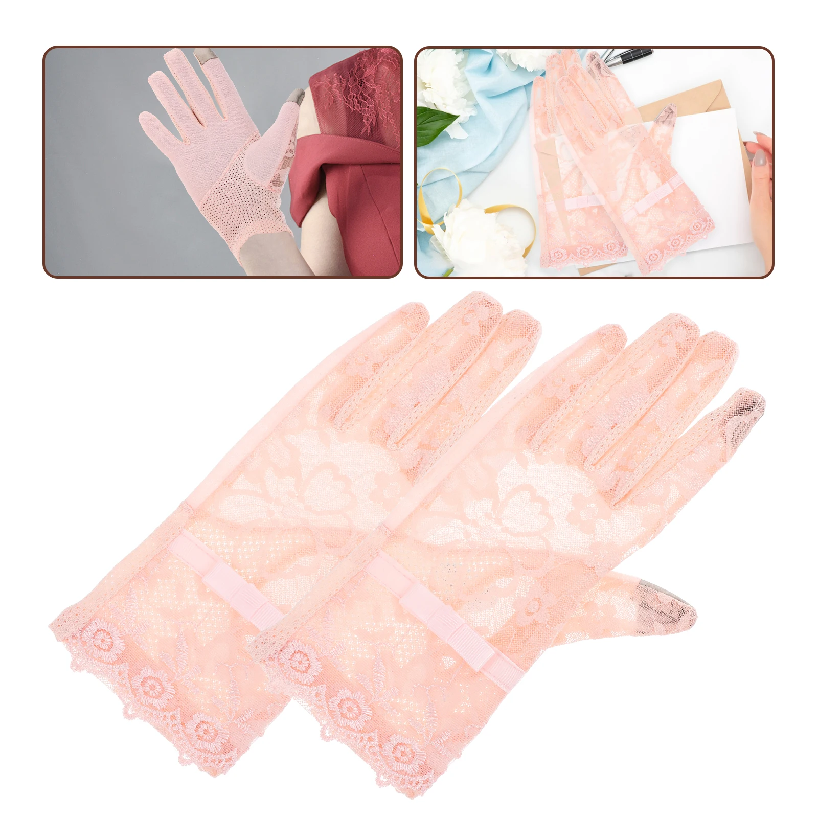 

1 Pair Lace Gloves Short Bridal Wedding Prom Tea Party Opera Gloves For Women Mesh Fabric Elegant Lightweight Breathable One