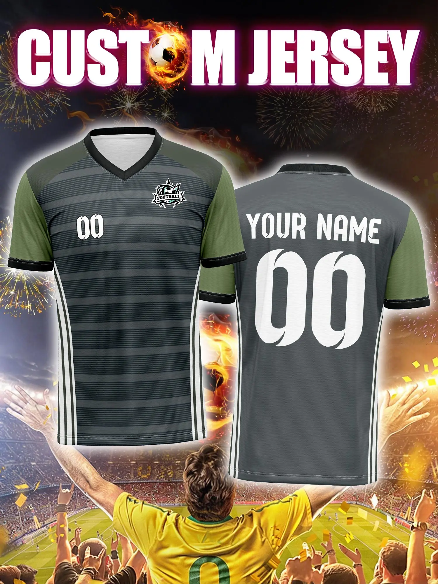 Custom Soccer Jersey With Custom Image, Number And Name, sports brand athletic performance team wear