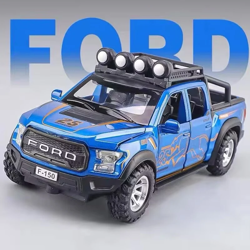 

1/32 Ford Raptor F150 Alloy Pickup Car Model Diecasts Metal Off-road Vehicles Car Model Simulation Sound and Light Kids Toy Gift