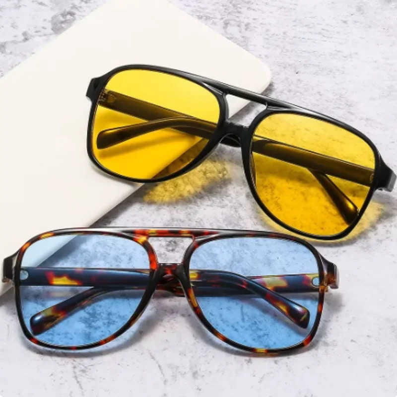 Unisex Fashion Sunglasses UV400 Protection Classic 70s Sun Glasses Yellow Outdoor Fishing Eyewear for Women Men