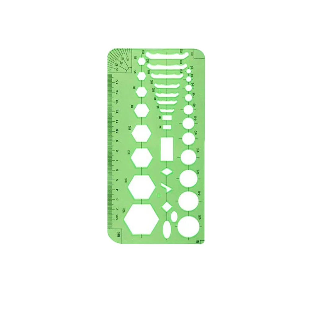 

6Pcs Clear Green Geometric Drawing Ruler Set Transparent Plastic Stencils Measuring Templates for Office School Drafting Design