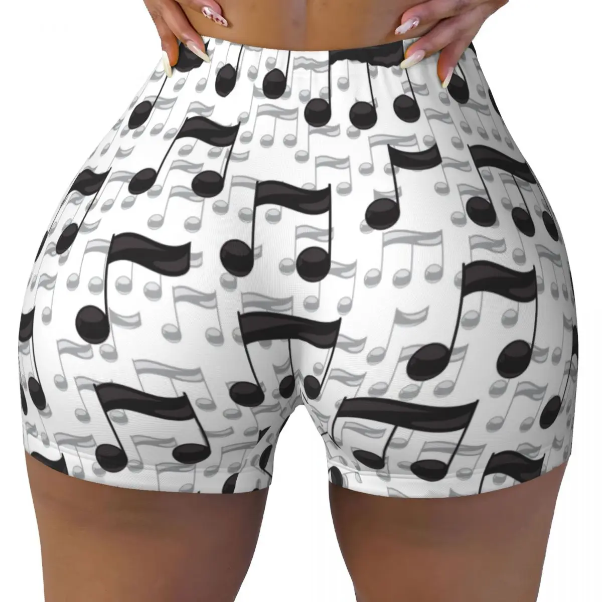 Women Yoga Shorts Music Notes Workout Shorts Fitness quick-dry Ladies Yoga Gym Running Short Pants Sportswear