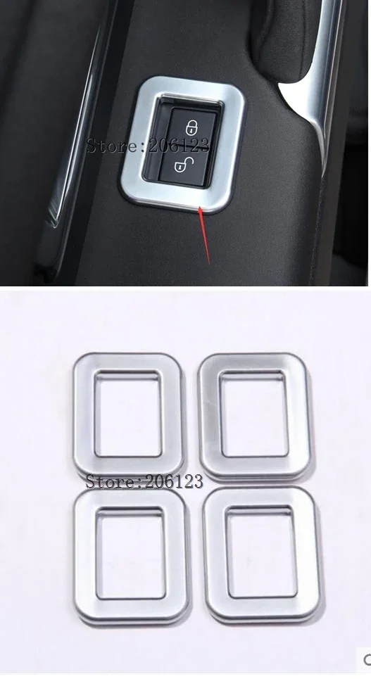 Chrome Car Child Safety Door Lock Swith Panel Cover Frame Trim For Land Rover Discovery Sport 2015 2016 2017 Car Styling