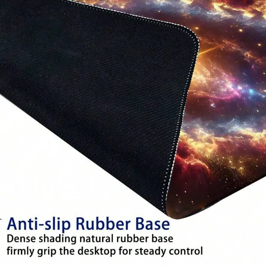 

Cosmic Nebula Gaming Mouse Pad Rectangle Non-Slip Rubber Base Stitched Edge Desk Pad