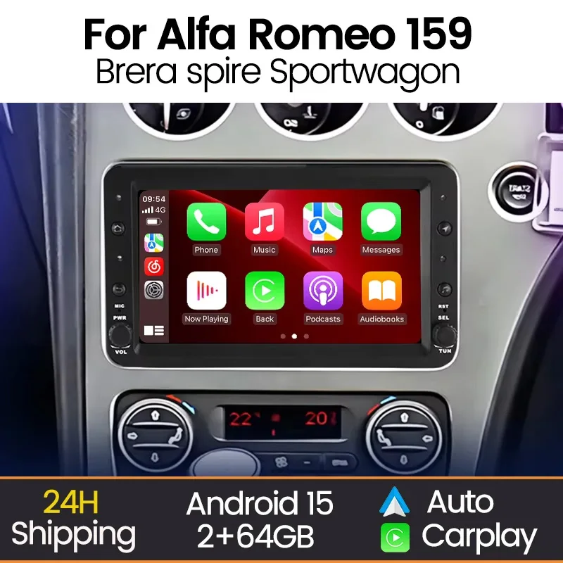 MEKEDE Kabelloses CarPlay Android Auto Autoradio für Alfa Romeo 159 Brera Spire Sportwagon GPS Auto-Multimediaplayer Autoradio