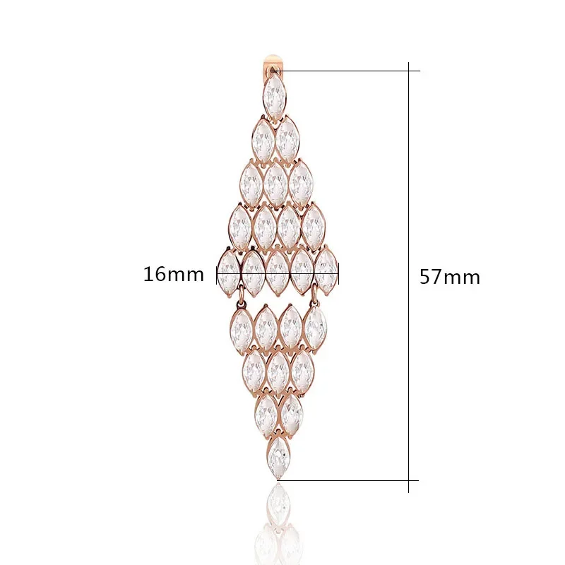 2024 Hot Sale stainless steel Earrings For Women Shiny Crystal Metallic Rose Silver Color Chain Earring Party Jewelry