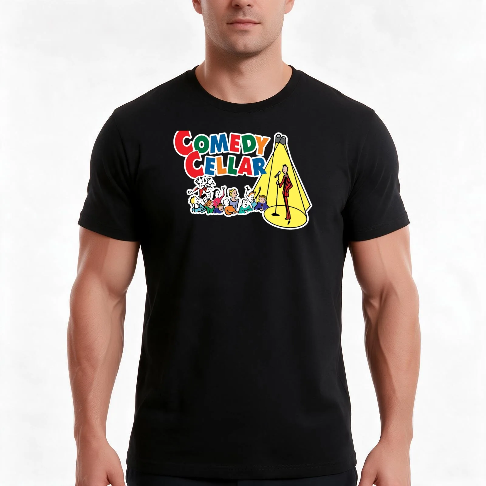 COMEDY IN THE CELLAR T-Shirt, Summer Casual Cotton Tee, Oversized Streetwear Tops, Vintage Graphic Print, Loose Fit Short Sleeve