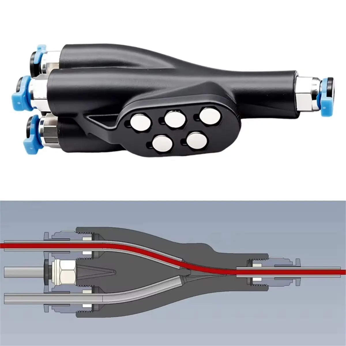 NEW FACTORY~4 in 1 PTFE Adapter Pipe Expansion Port 4 Feeding PTFE Tube Connector for X1 X1C P1S 3D Printer Part