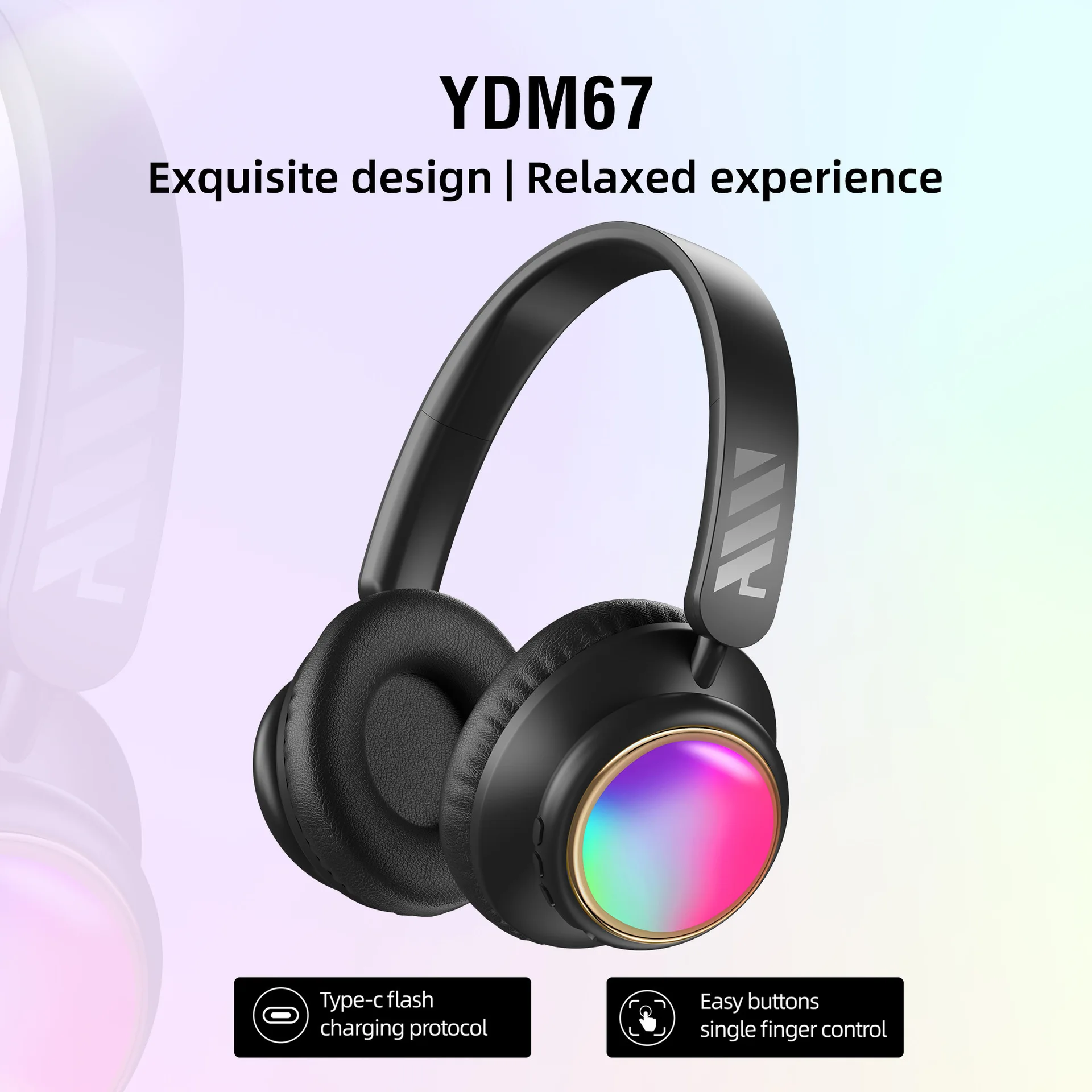 YDM67 Wireless Bluetooth Earphones Long Endurance Noise Cancelling Head Mounted Headphones HIFI Premium Sound Quality Headset