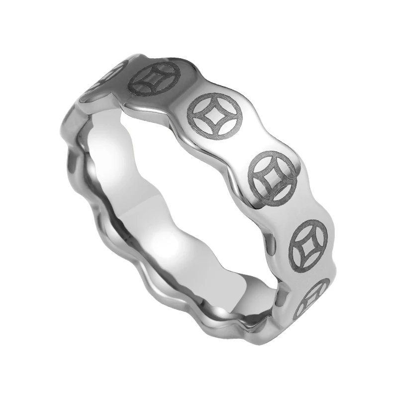 Saya Tungsten Rings For Men Copper Coin Carved Band Sophisticated Unique Design, Fashionable & Trendy, Custom Engraving