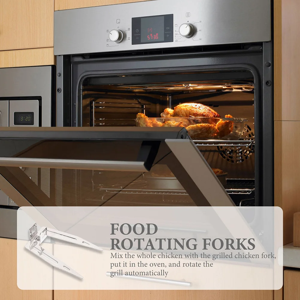 

2 Pcs Chicken Roast Forks Stainless Steel Rotating Turkey BBQ Meat Grilling Fork Home Kitchen Oven Accessories Tools