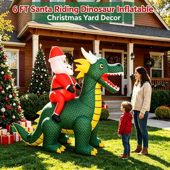Inflatable Santa Dinosaur Decoration 1