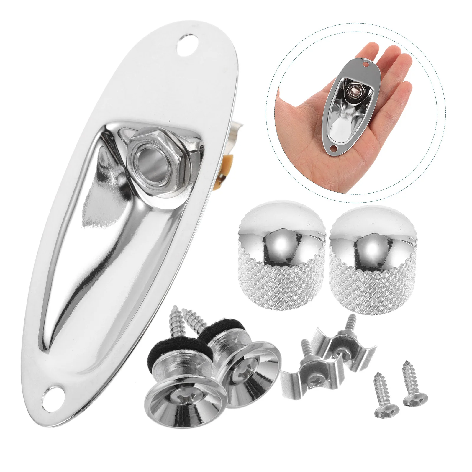 

Electric Guitar Accessories Kit Sleek Design Input Jack Strap Buttons Volume Knobs String Retainers Durable Reliable Performance