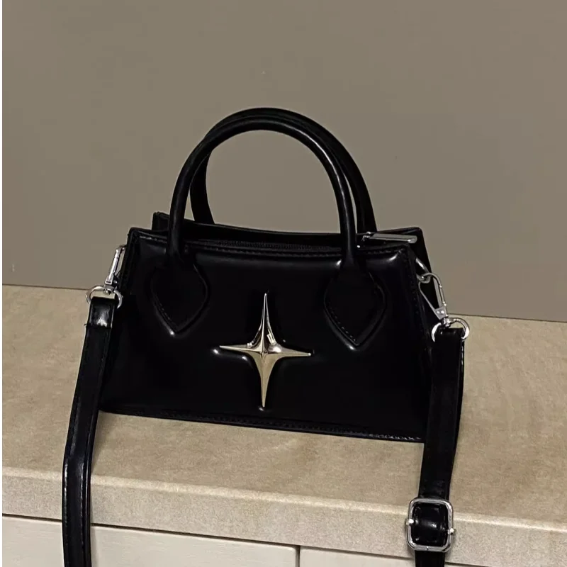 Hottie Aesthetic PU Leather Crossbody Bags Women Fashion Handbags Small Quadrangular Star Shoulder Bags Y2k Lady Top Handle Bags