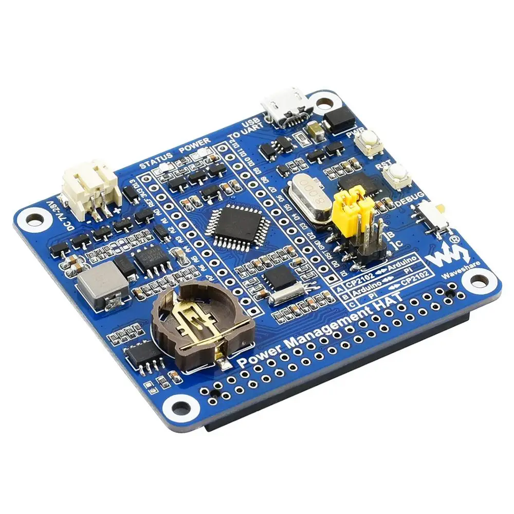 

Waveshare Power Management HAT for Raspberry Pi with Embedded MCU and RTC for Ard uino