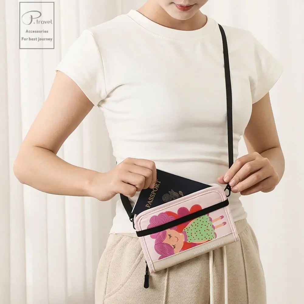 

Card Holder Nylon Passport Bag Purse Crossbody Bag Passport Clip Airplane Check-in Card Case Certificate Storage Bag Women