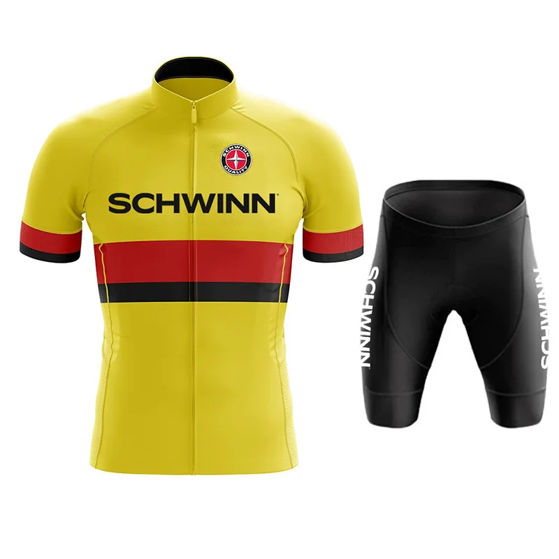 2026 Schwinn Men's Summer Cycling Jersey Bib Set with Gel Shorts Men's Breathable and Comfortable Cycling Jersey