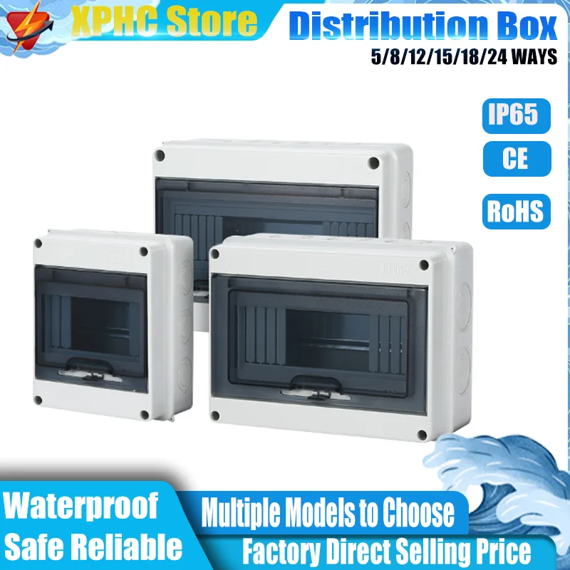 IP65 5/8/12/15/18/24 Ways Distribution Box for Breaker Plastic Outdoor Electrical Junction Box Photovoltaic Comniner Enclosure