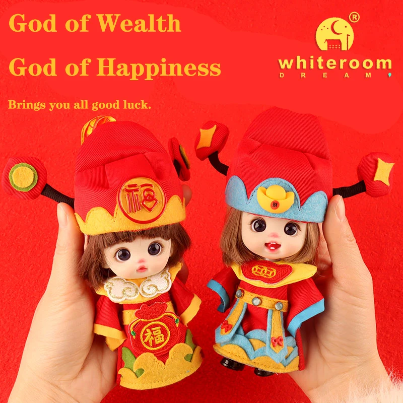 دمية صغيرة إله الثروة السعادة الله النمط الصيني القديم سوبر لطيف مفاجأة تعبيرات ابتسامة تعبيرات الطفل نعمة هدية