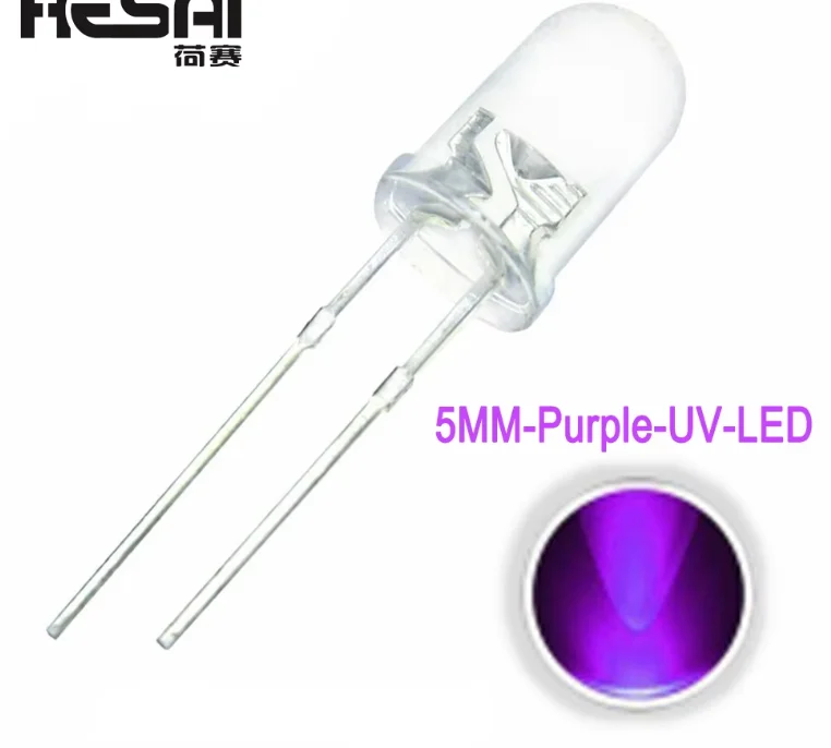 Smart Electronics 100pcs/lot F5 Super Bright 5MM Round UV Purple Transparent LED Light Lamp Emitting Diode High Quality