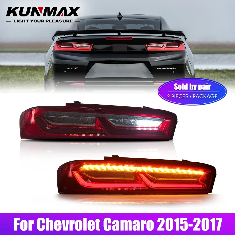 زوج من أضواء خلفية LED لسيارة شيفروليه كامارو 15-17 عكس الفرامل إشارة دوران السيارة الخلفية الذيل ضوء الجمعية التوصيل والتشغيل 2 قطعة