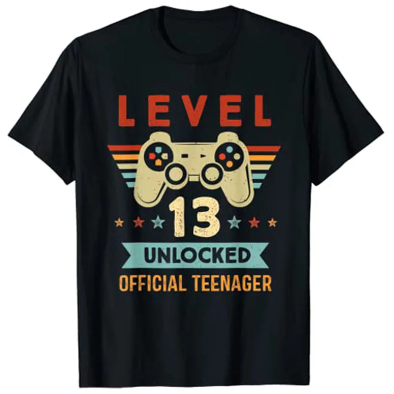 Level 13 Unlocked Official Teenager 13th Birthday Gamer T-Shirt Y2k Cute Video Gaming Graphic Saying Tee Birthday Novelty Gift