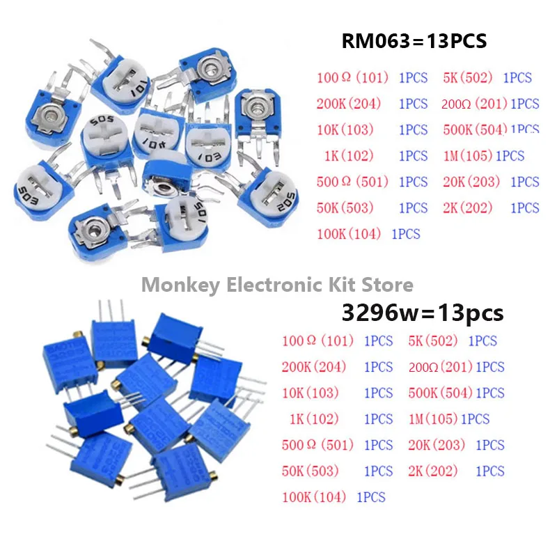 1818pcs electronic components diy kit led pcb capacitor resistor 2n2222 RM063 3296W potentiometers ne555 lm317 Diodes Monolithic