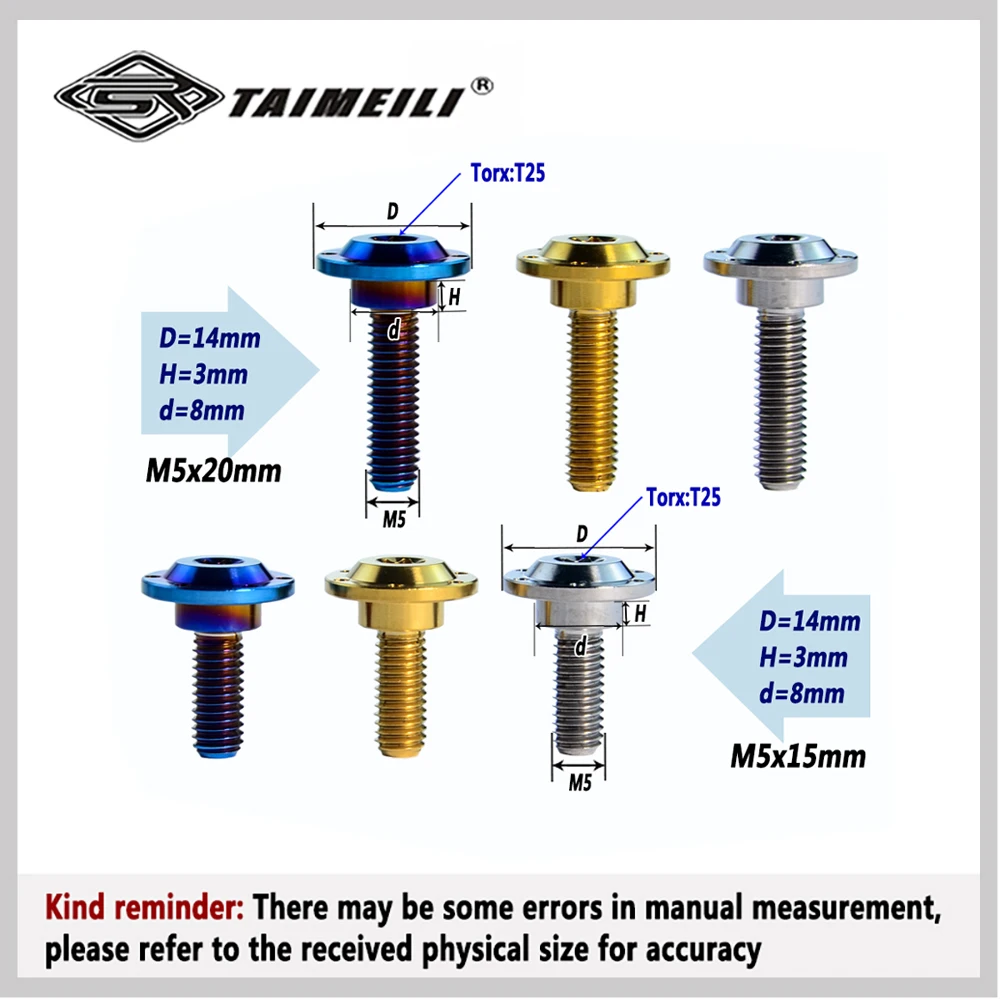 TAIMEILI 4/8/10pcs Titanium Alloy Stepped  Screws M5x15/20mm Motorcycle shell screw modification and replacement