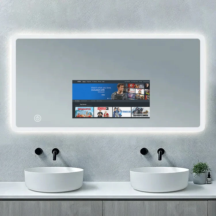 

New Big Sale Smart Bathroom Mirror Hotel School Mall Use Android WIFI Blue_tooth Smart Mirror With TvSupport customization