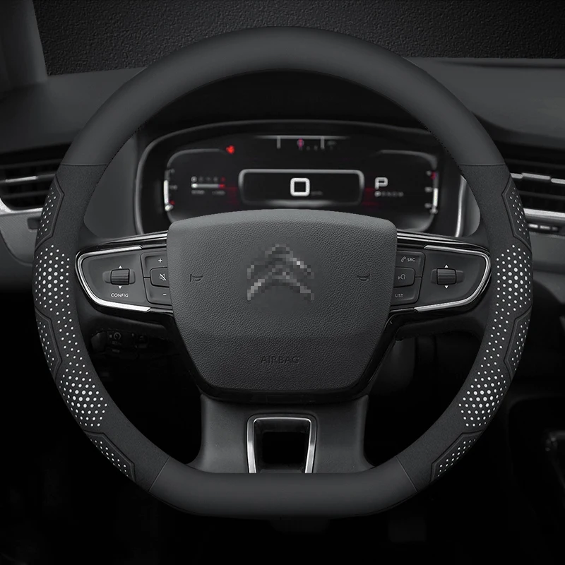 For Citroen C1 C2 C3 C4 C5 C6 VTS Xsara C-Crosser Berlingo Jumpy Carbon fiber Suede Car Steering Wheel Cover Auto Accessories - view 2