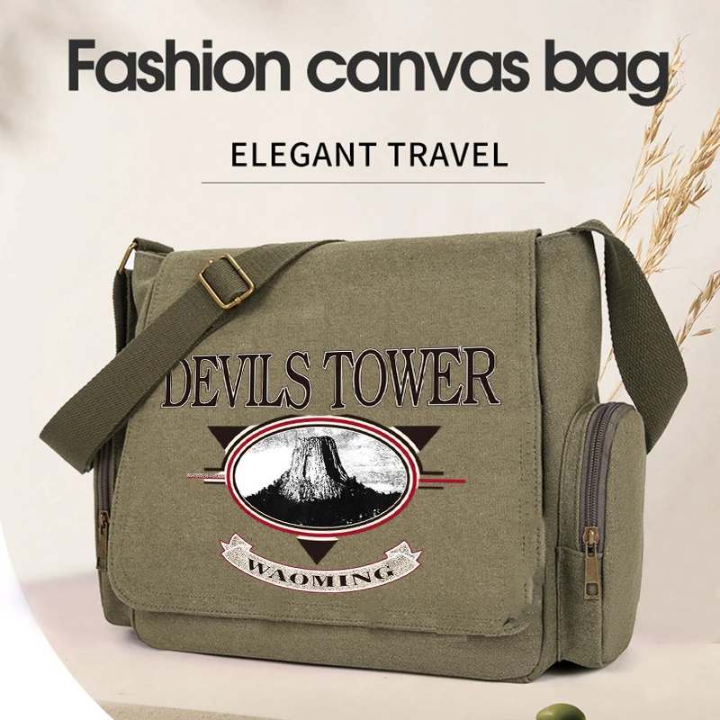 

Fashionable American Style Men's Bag Multi-functional Canvas Unisex Shoulder Bag Printed Corssbody Messenger Bag Commuting