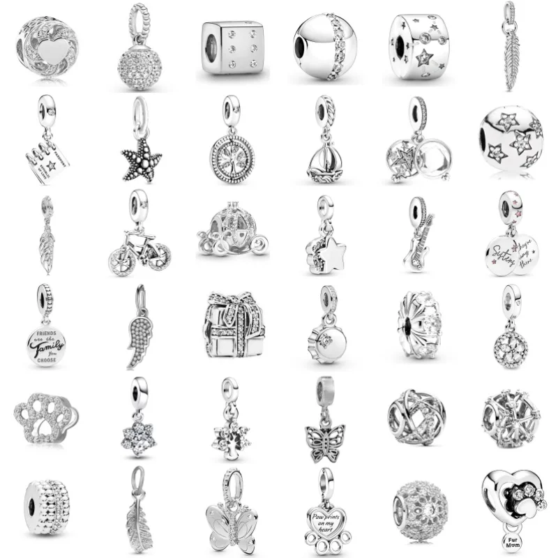 Classic Alloy Large Hole Beads Pendant Silver Color Versatile Charm Bead String Bracelet Accessory For Pandora Jewelry Gift