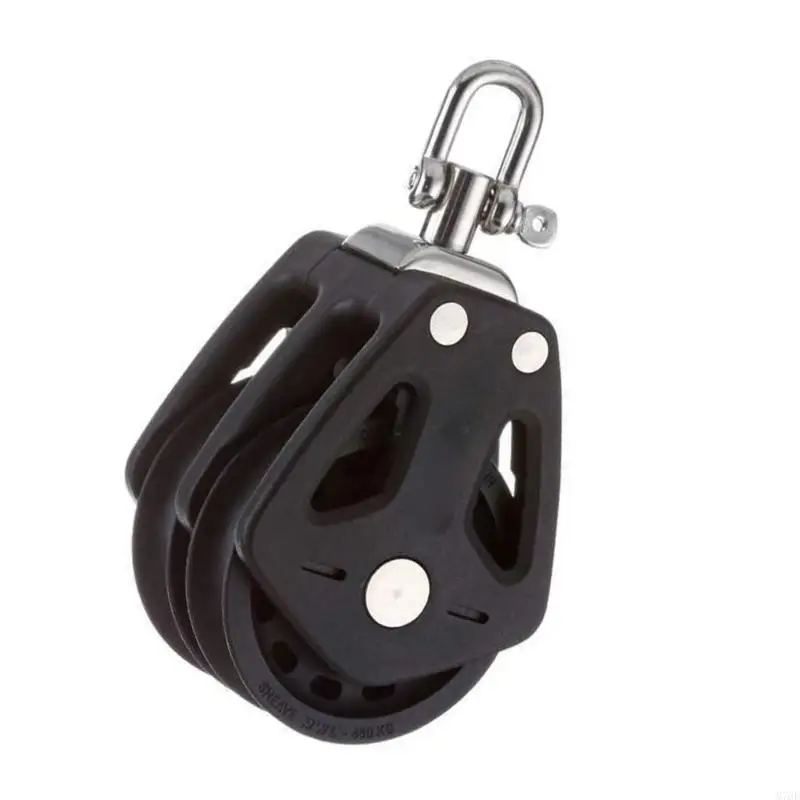 M76E Yacht-Rigging-Riemenscheibenblock für Steuerleinensysteme, doppelscheibige Marine-Hardware mit 35-mm-Rädern, leichtgängigem – Detail 3