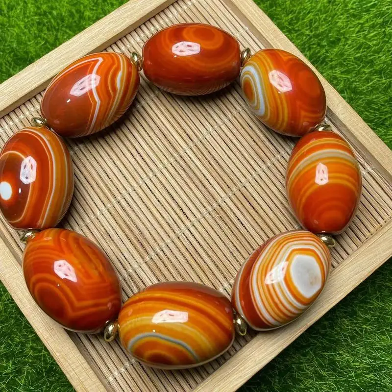 Factory Wholesale Tibetan Old Agate 20×28mm Zhan Guo Hong Natural silk thread Bird egg bracelet