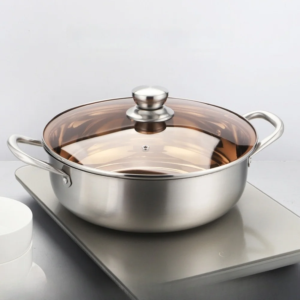 Stainless Steel Pot with Lid and Two Handles Built for Induction Compatibility and Even Heat Distribution During Cooking