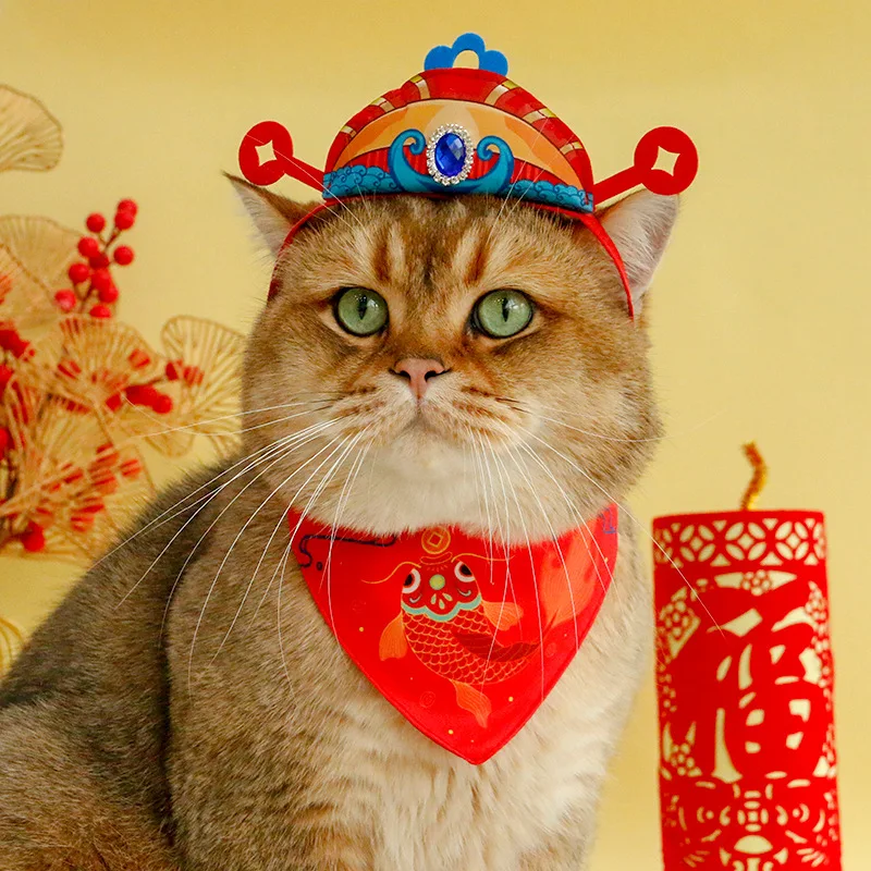 Original New Arrivals Spring Festive Ruyi Hat Cat Dog Pet New Year Decorations Pet Supplies