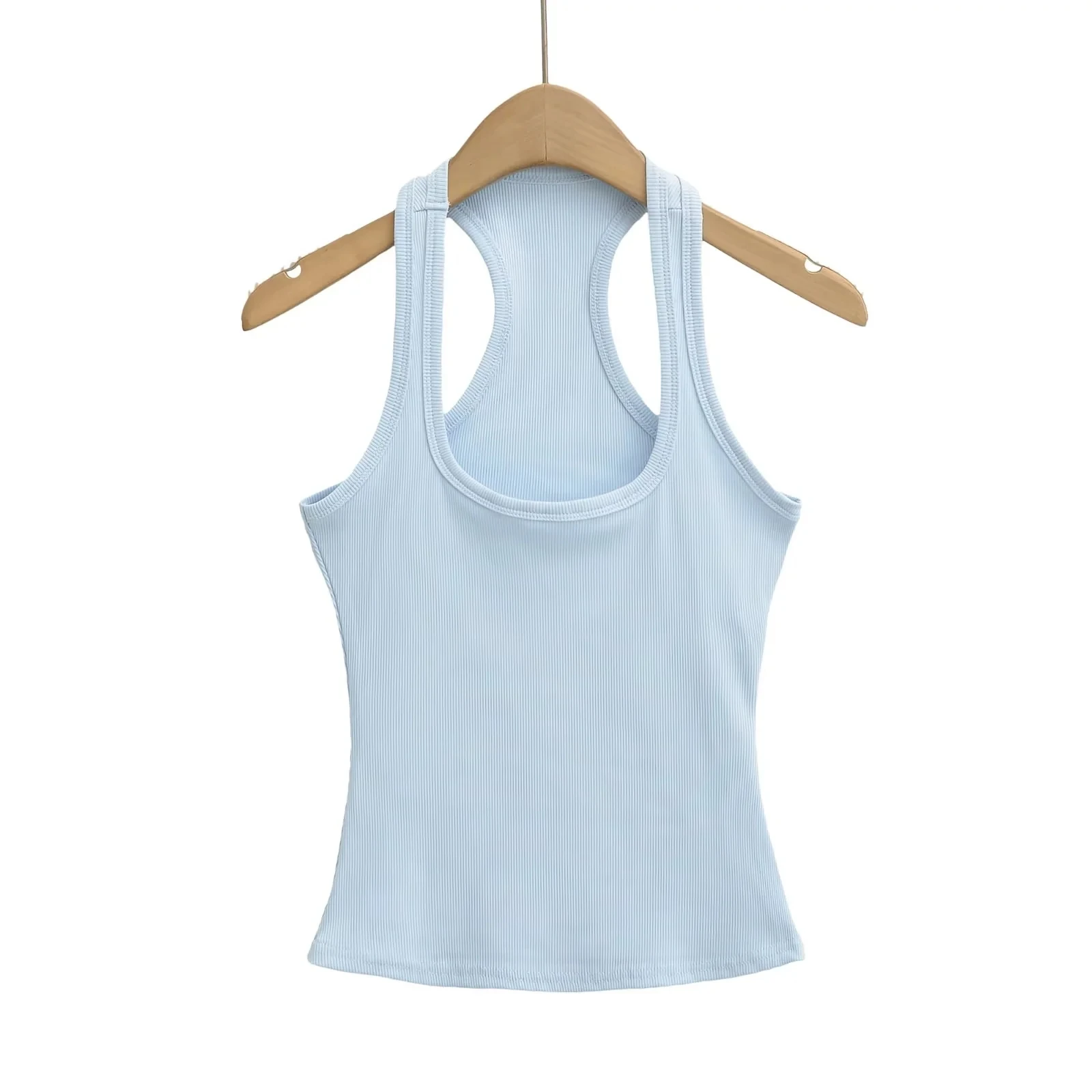 セクシーなアメリカンガールバックレスストラップベスト女性夏のアウトドアウェアタイトショートノースリーブスポーツトップUネックラインスリムフィットスタイル