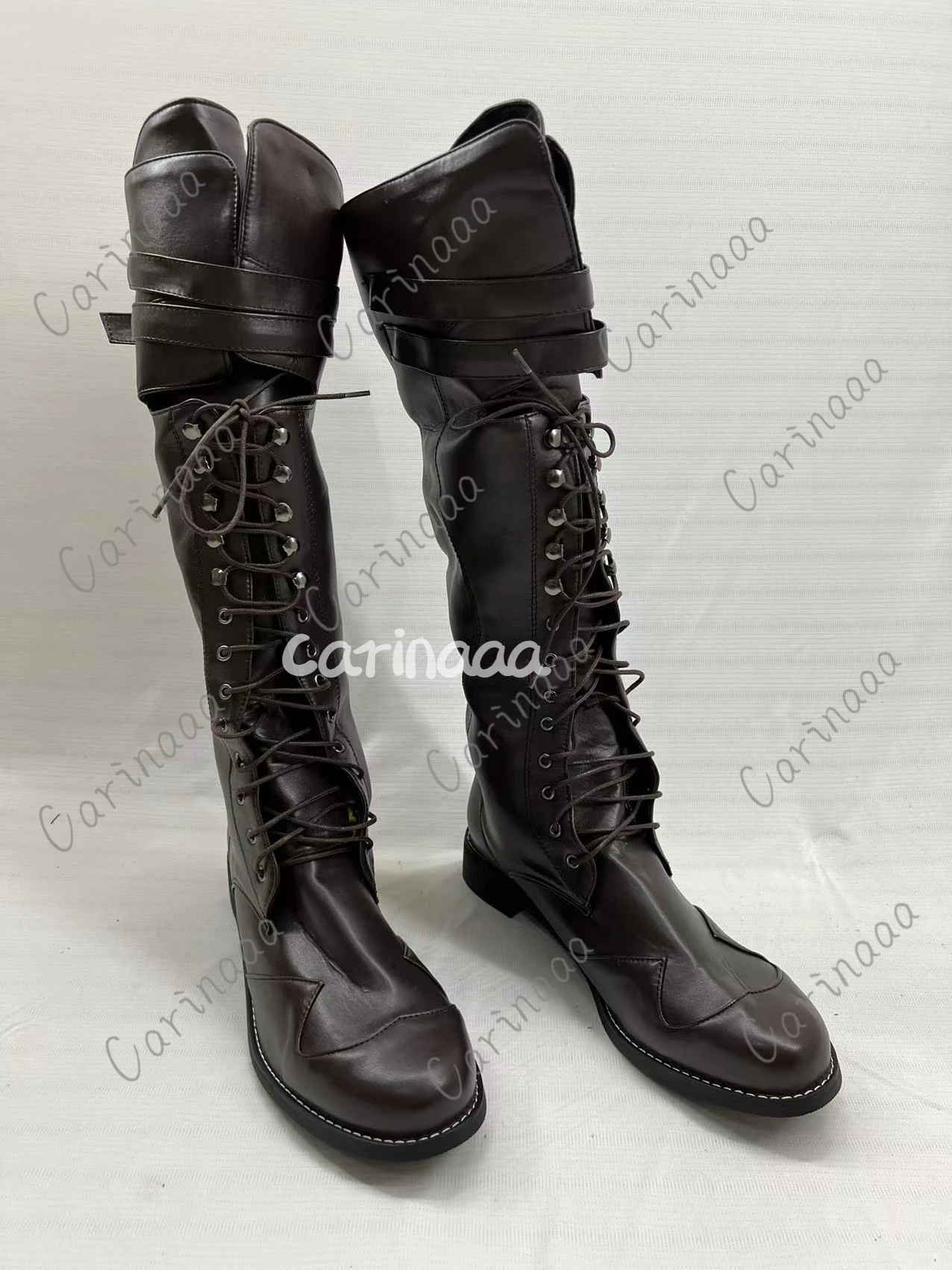 Stivali Cosplay Steampunk medievali uomo inverno Larp Viking Pirate PU scarpe in pelle stivali da cavaliere fantasia festa di carnevale