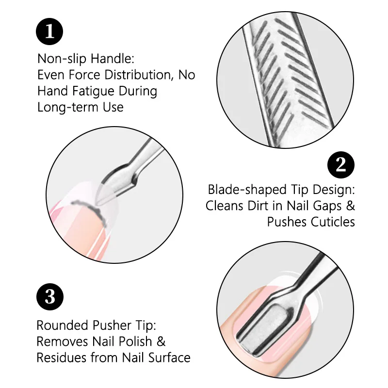 Mini poussoir à cuticules en acier inoxydable, outil pour enlever les ongles, cuillère à Double tête, outils pour manucure, soins des ongles, 1 pièce