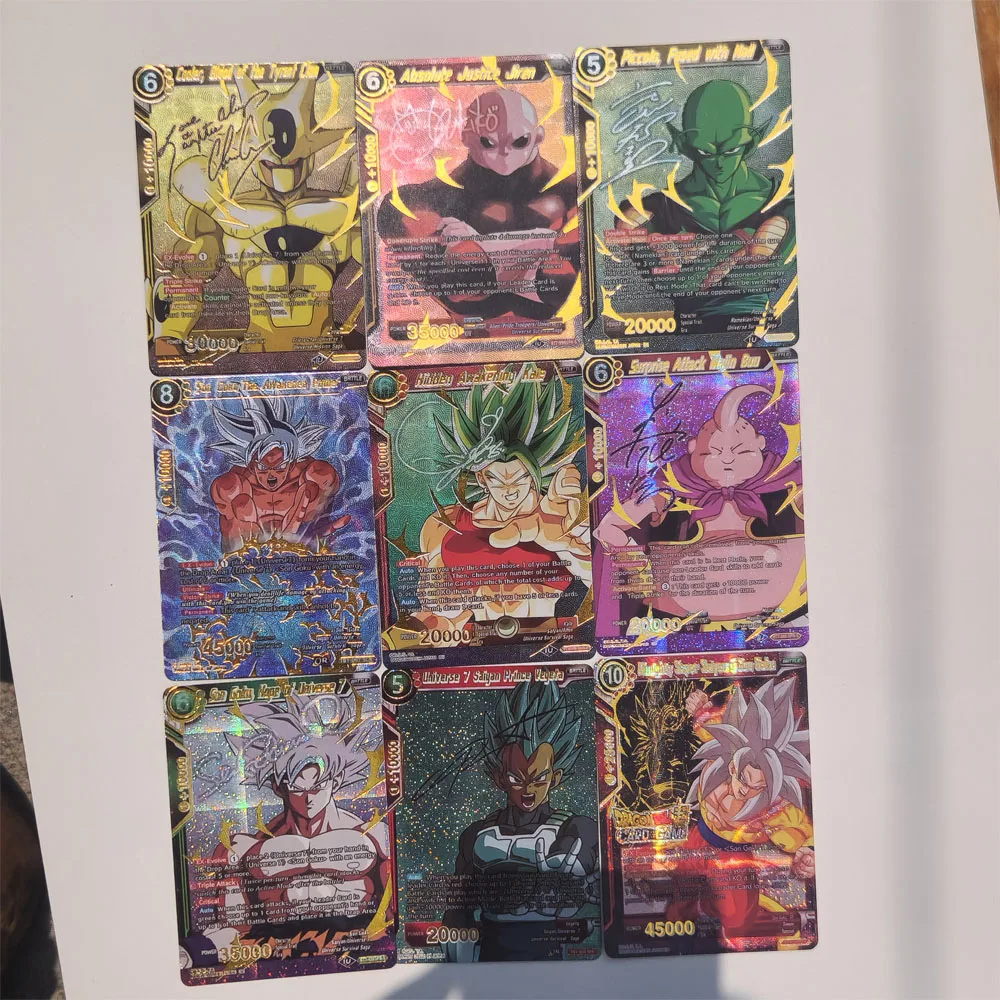 

DIY Dragon Ball Son Goku Vegeta Majin Buu Piccolo Broli Jiren Cooler 9pcs Trading Card Anime Peripherals Toy Gift