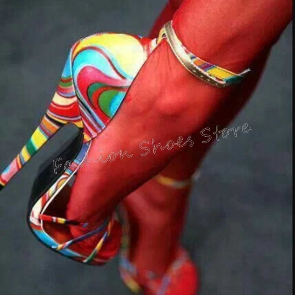 

Mixed Color Cross Strap Ankle Buckle Sandals Stilettos High Heels High Heel Shoes for Women Heels 2025 New Zapatos Para Mujere