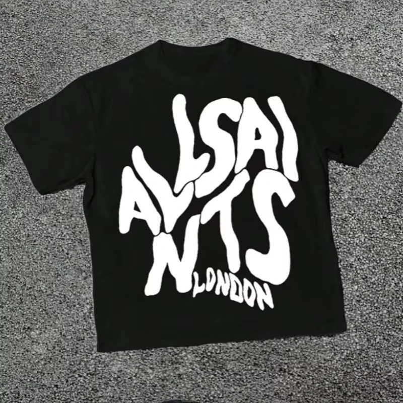 2026 London Elastic Text T-Shirt, Bold Font Graphic Shirt, Suitable for Both Men and Women Street Style Clothing