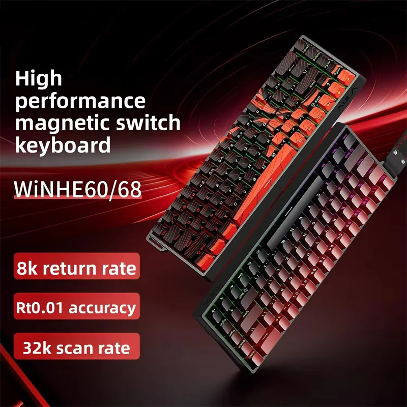 

Механическая игровая клавиатура WIN60 WIN68 HE с магнитными переключателями, быстрым откликом, подсветкой RGB, возможностью горячей замены, проводная, для киберспорта и ПК-геймеров