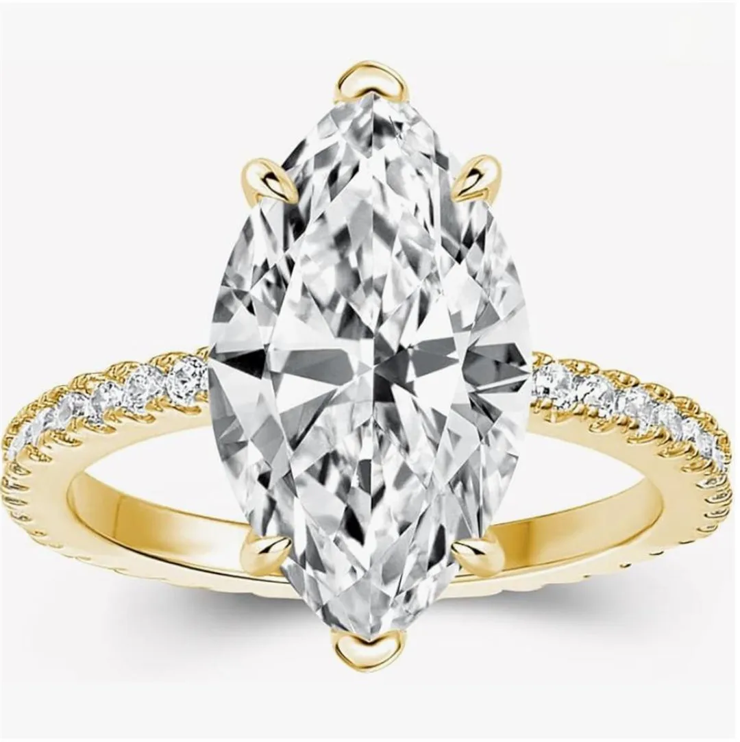 18K Real gold Lab Grow Diamond 3 Kraman Eye Diamond wedding ring 14K gold custom Moissanite Valentine's Day gift for women