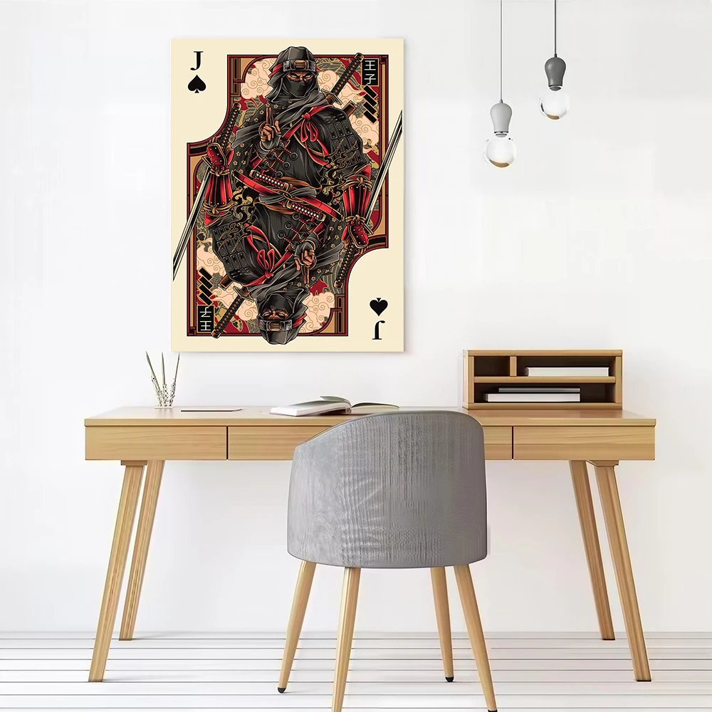 Ninja of Spades Printed Canvas Poster Personalized High Quality Wall Art Paintings for Specialty and Themed Home Decor Items